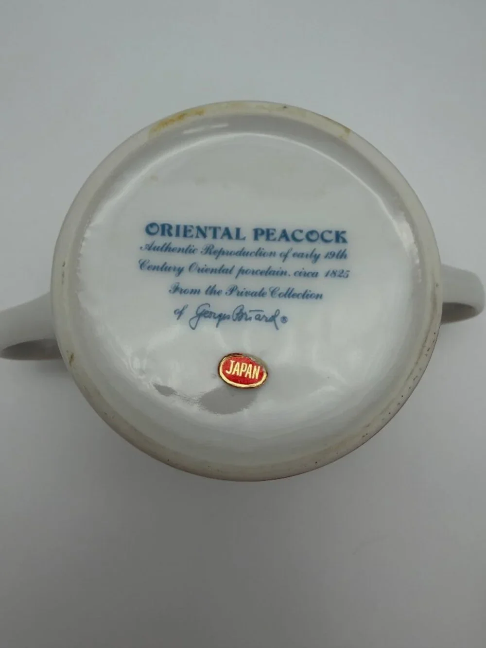Georges Briard Oriental Peacock Japan Sugar Creamer Set Porcelain MCM Bird Decor
